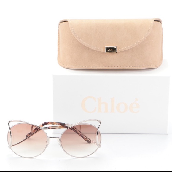 CHLOE ROUND FRAME  SILVER METAL OVERSIZED SUNGLASSES WITH CASE NIB - Picture 4 of 16